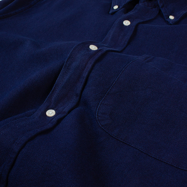 Yarn Dyed Sateen Button Down Shirt - Rinsed Indigo