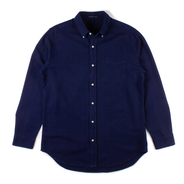 Yarn Dyed Sateen Button Down Shirt - Rinsed Indigo