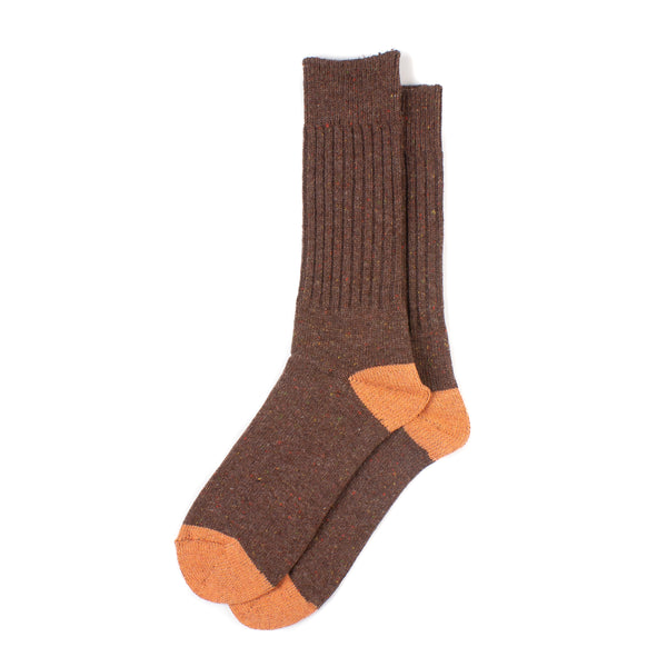 Tweed Nep Crew Socks - Brown