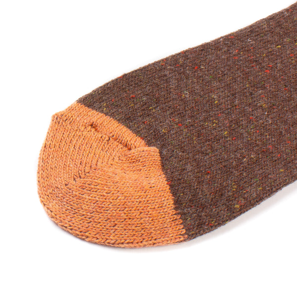 Tweed Nep Crew Socks - Brown