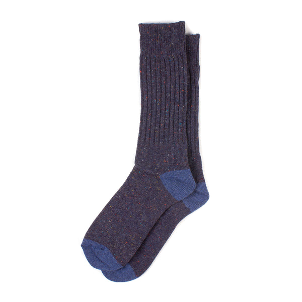 Tweed Nep Crew Socks - Navy