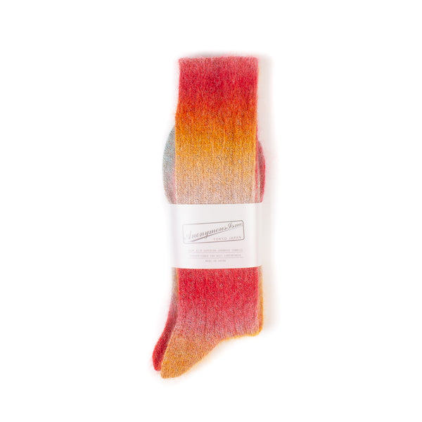 Mohair Rib Crew Socks - Orange