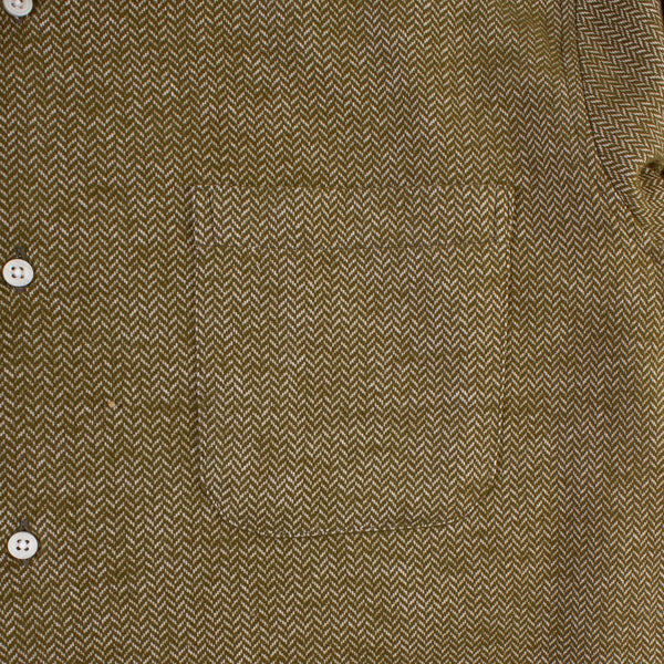 Camp Shirt - Olive Herringbone Flannel