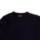 Lambswool Moss Stitch Crewneck Sweater - Nero Navy