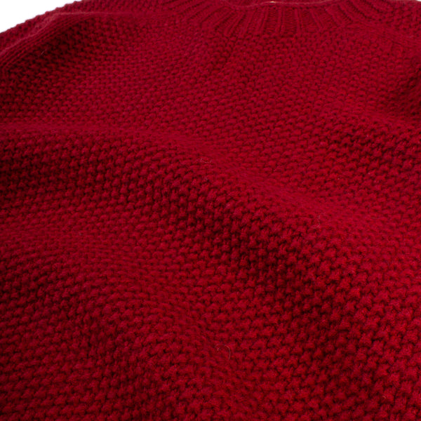 Lambswool Moss Stitch Crewneck Sweater - Russet Red