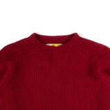 Lambswool Moss Stitch Crewneck Sweater - Russet Red