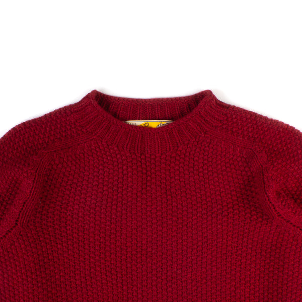 Lambswool Moss Stitch Crewneck Sweater - Russet Red