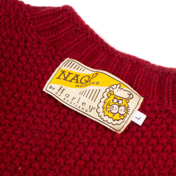 Lambswool Moss Stitch Crewneck Sweater - Russet Red