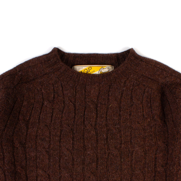 Shetland Cableknit Sweater - Coffee