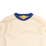 Shetland Crewneck Sweater w/ Tipping - Cream/Ocean Force