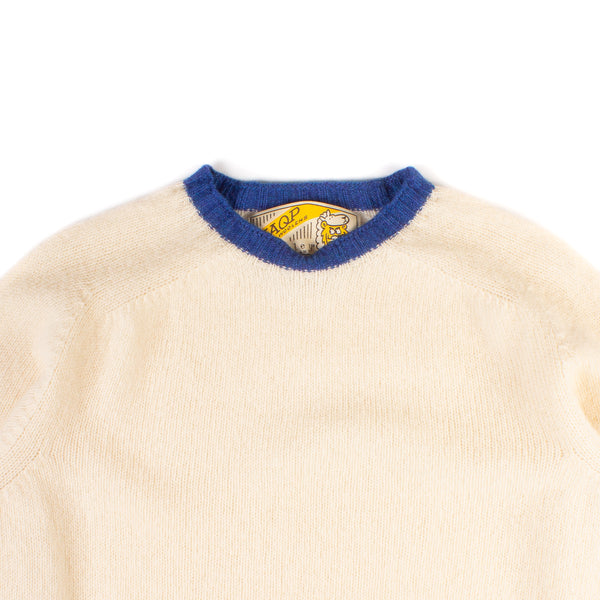 Shetland Crewneck Sweater w/ Tipping - Cream/Ocean Force