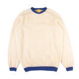 Shetland Crewneck Sweater w/ Tipping - Cream/Ocean Force