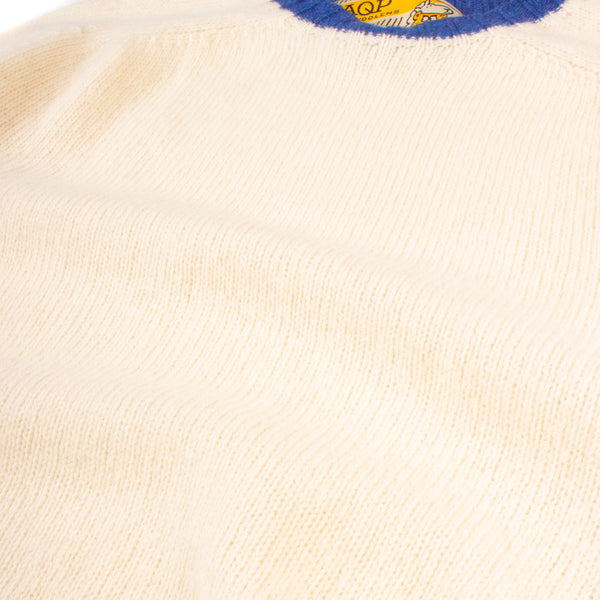 Shetland Crewneck Sweater w/ Tipping - Cream/Ocean Force