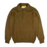 Shaggy Shetland Eton Collar Sweater - Dark Olive