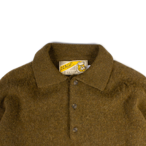 Shaggy Shetland Eton Collar Sweater - Dark Olive