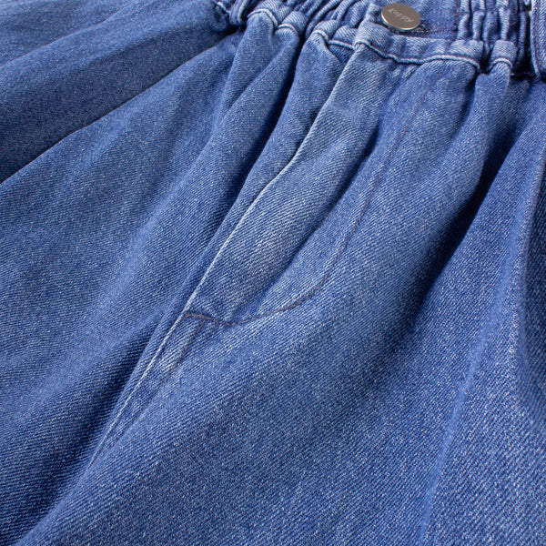 Two Tuck Wide Recycle Half Pants - Denim Blue