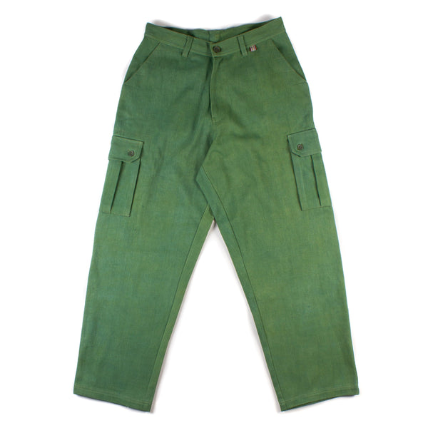 Ally Utility Trousers - Green Handwoven Denim