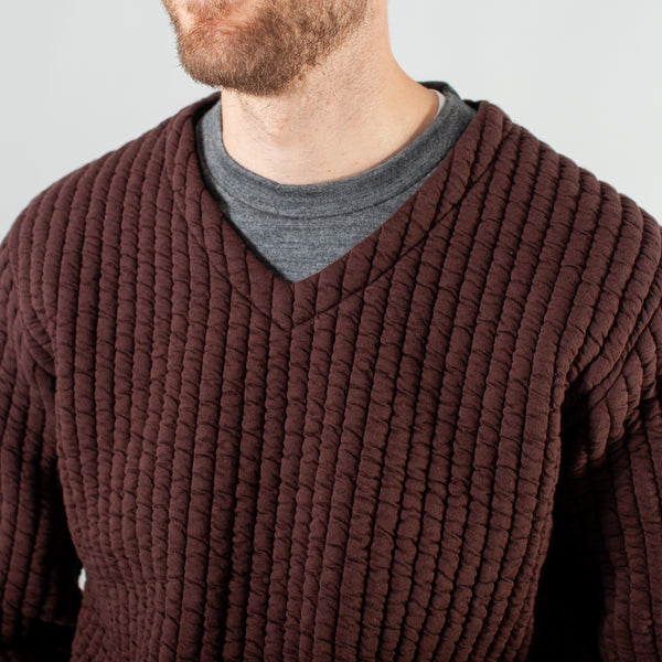 Quilted V Neck - Rust