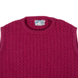 Wool Crew Vest- Raspberry Flowerhead Knit