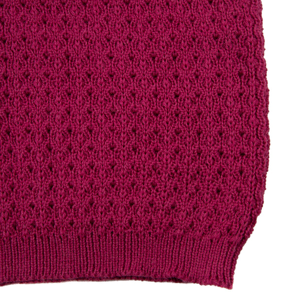 Wool Crew Vest- Raspberry Flowerhead Knit