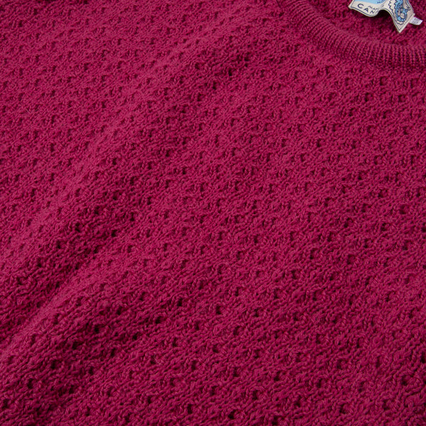 Wool Crew Vest- Raspberry Flowerhead Knit