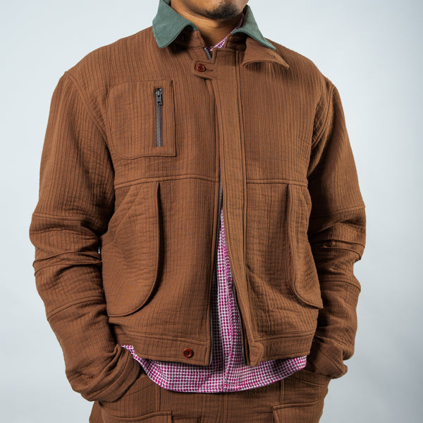 Pine Blouson Jacket - Brown Quilt