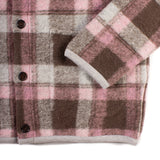 Cardigan - Pink Check Wool Fleece