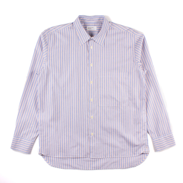 Square Pocket Shirt - Blue/Orange Busy Stripe