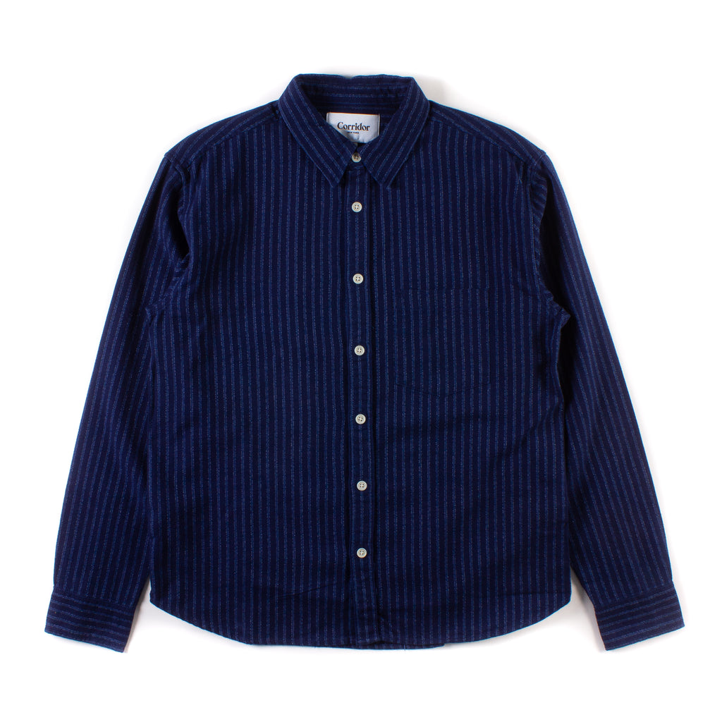 Signature cotton shirt navy stripe
