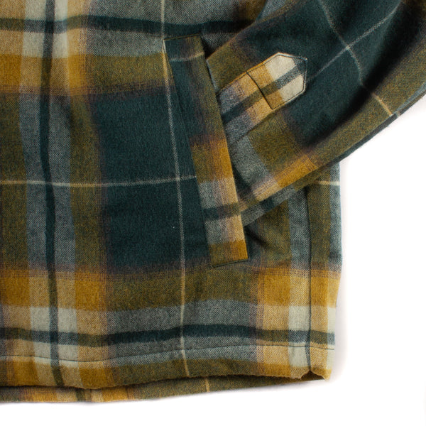 Ombre Plaid Military Jacket - Green