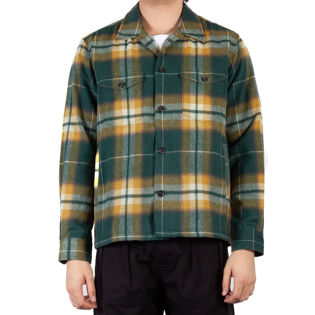 Ombre Plaid Military Jacket - Green | North American Quality Purveyors