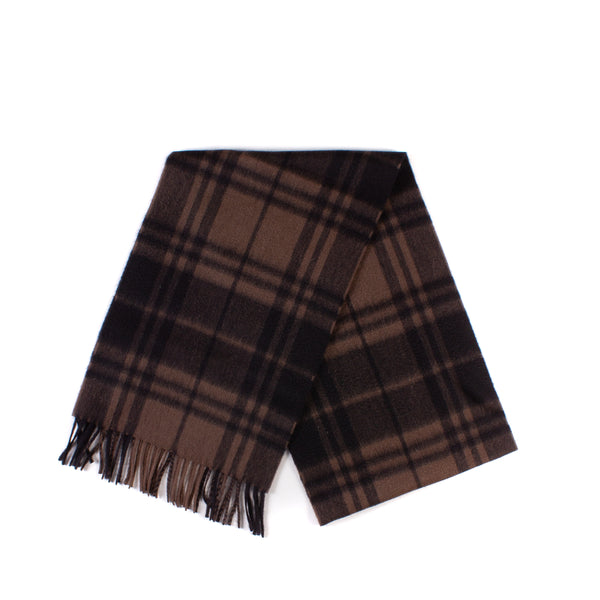 Cashmere Scarf - Brown Borders Plaid