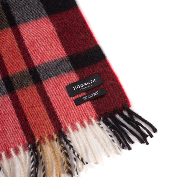 Cashmere Scarf - Red Spring Check