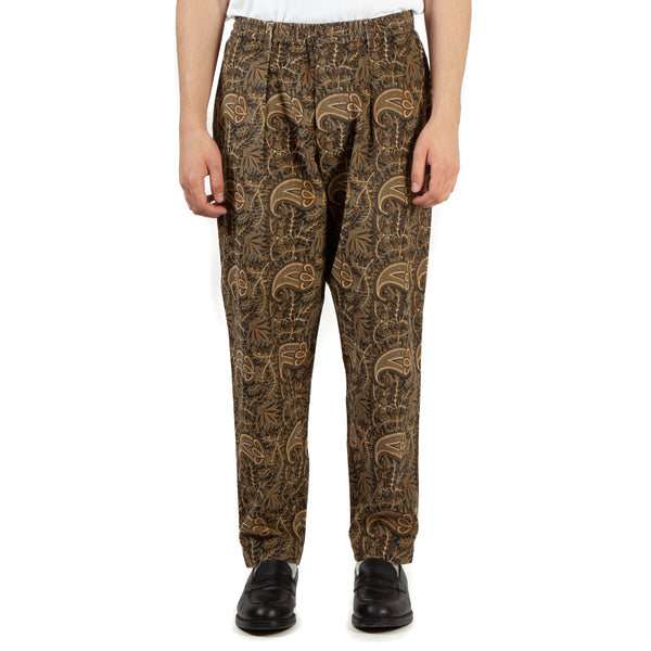 Pleated Track Pants - Navy Paisley Cord